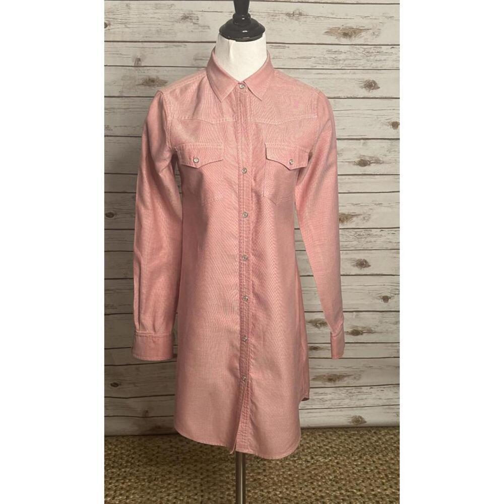 theory red Western-style cotton pearl snap button-up shirt dress Size 2